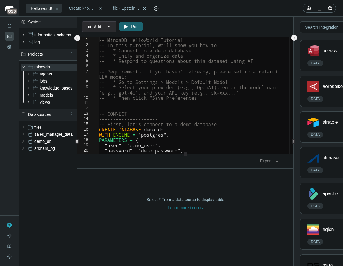 MindsDB Integrations Arkham